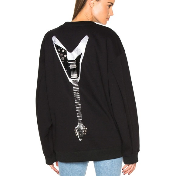 Acne Studios Tops - ACNE STUDIO‎ Beta Guitar Black Cotton Oversized Streetwear Sweatshirt sz XS-S
